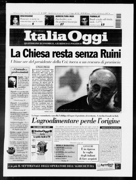 Italia oggi : quotidiano di economia finanza e politica